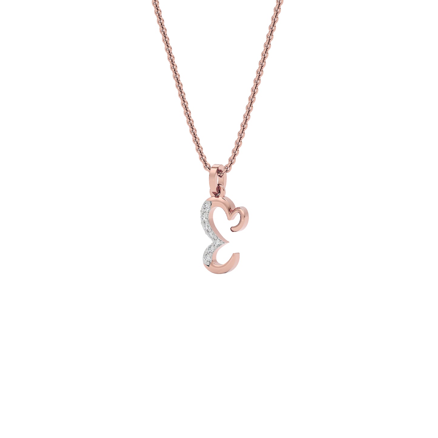 Extraordinary ‘E’ Diamond Pendant 18 KT / Rose Gold