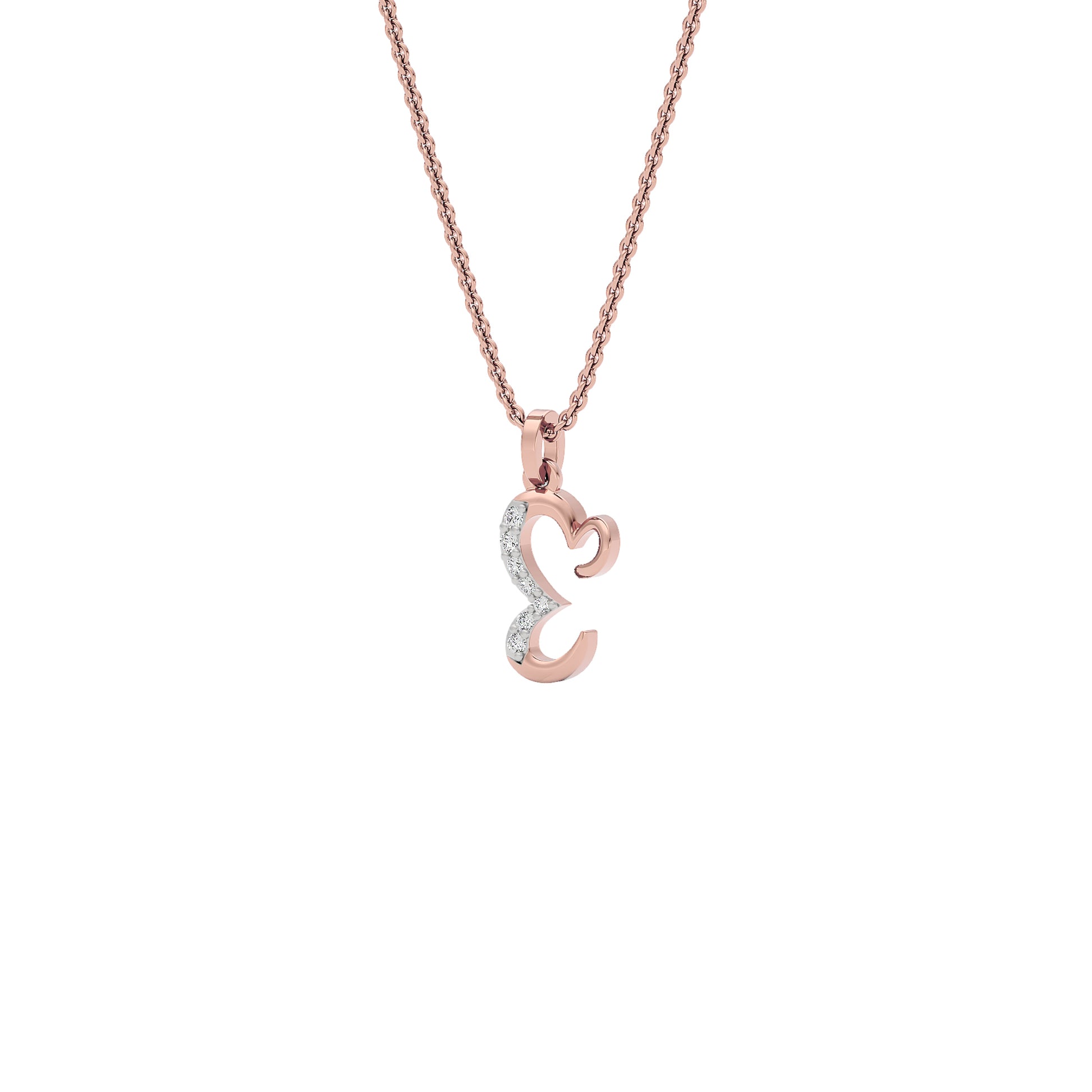 Extraordinary ‘E’ Diamond Pendant 18 KT / Rose Gold