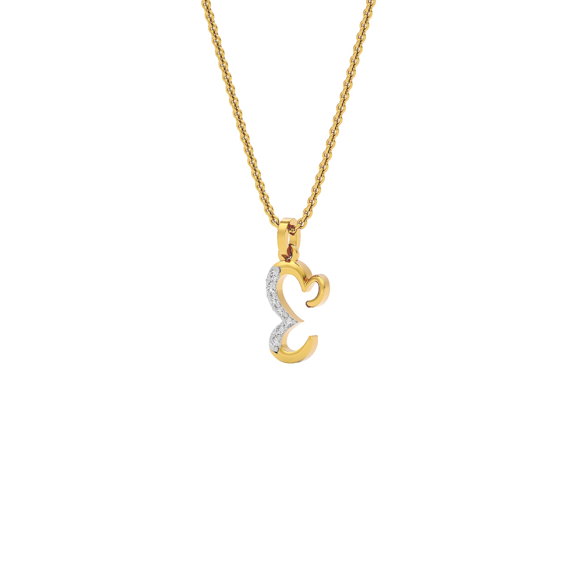 Extraordinary ‘E’ Diamond Pendant 18 KT / Yellow Gold