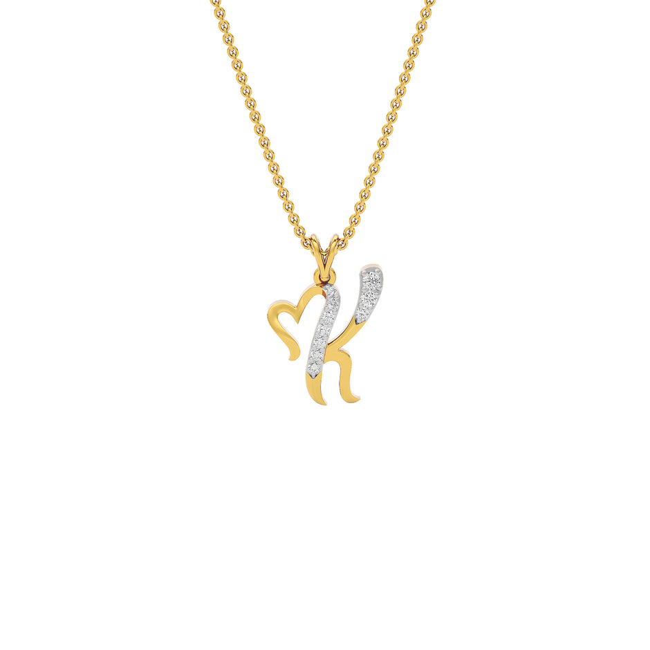 Kissable ‘K’ Diamond Pendant 18 KT / Yellow Gold