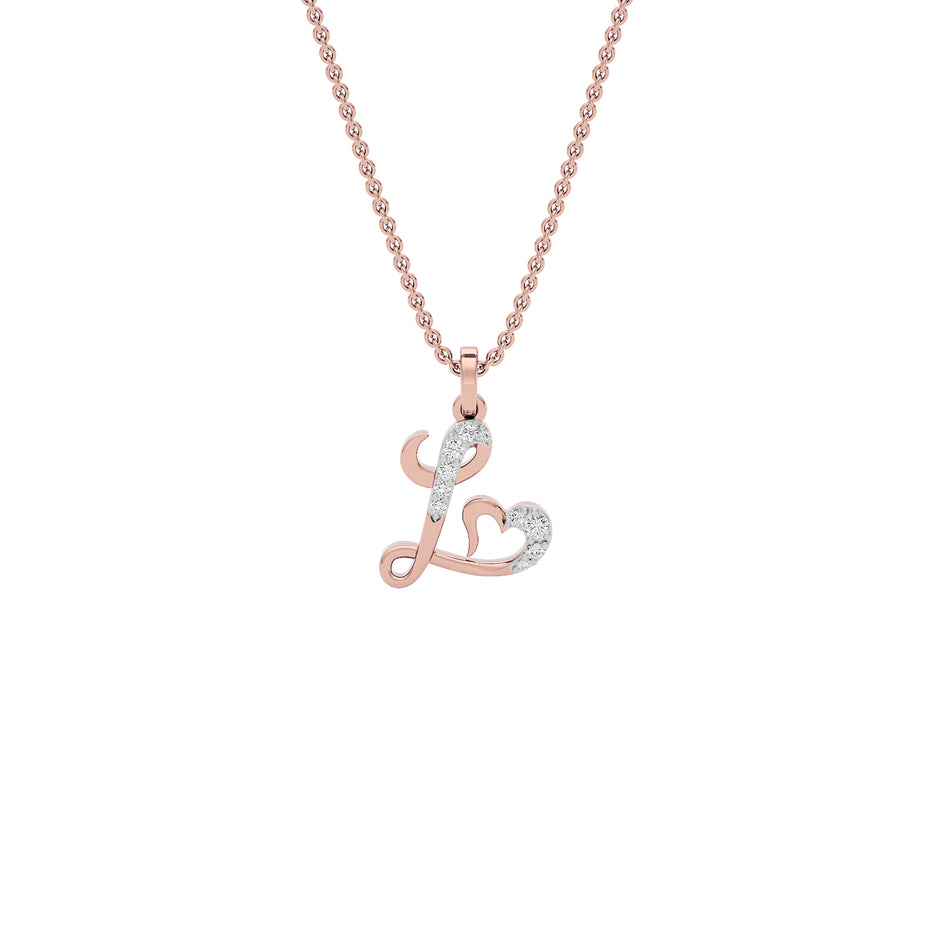 Lovely ‘L’ Diamond Pendant 18 KT / Rose Gold