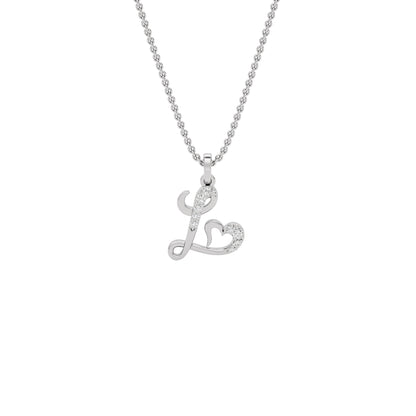 Lovely ‘L’ Diamond Pendant 18 KT / White Gold
