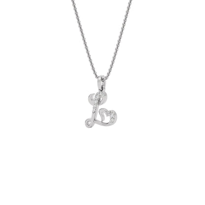 Lovely ‘L’ Diamond Pendant 18 KT / White Gold