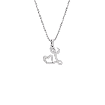 Lovely ‘L’ Diamond Pendant 18 KT / White Gold