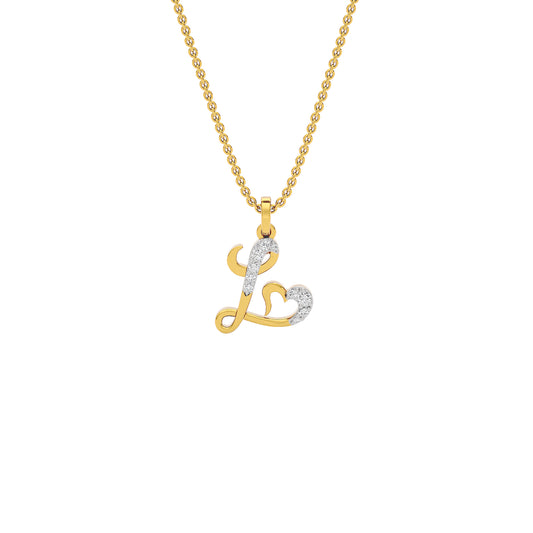 Lovely ‘L’ Diamond Pendant 18 KT / Yellow Gold