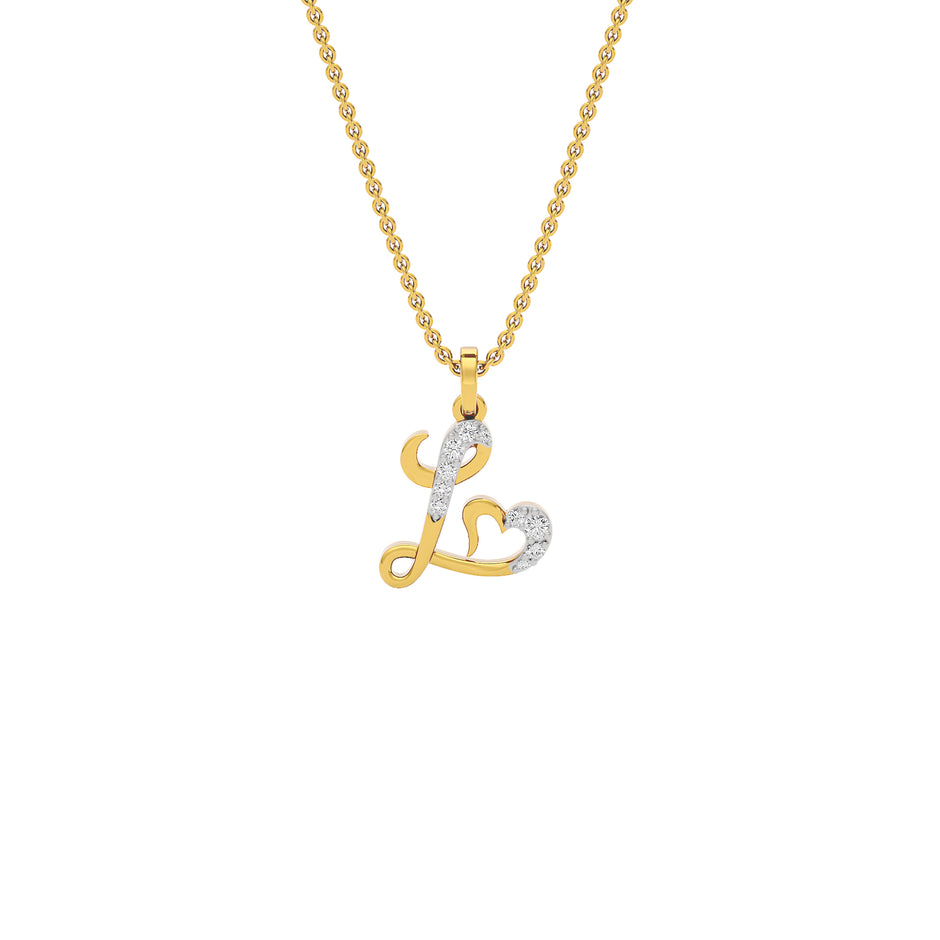 Lovely ‘L’ Diamond Pendant 18 KT / Yellow Gold