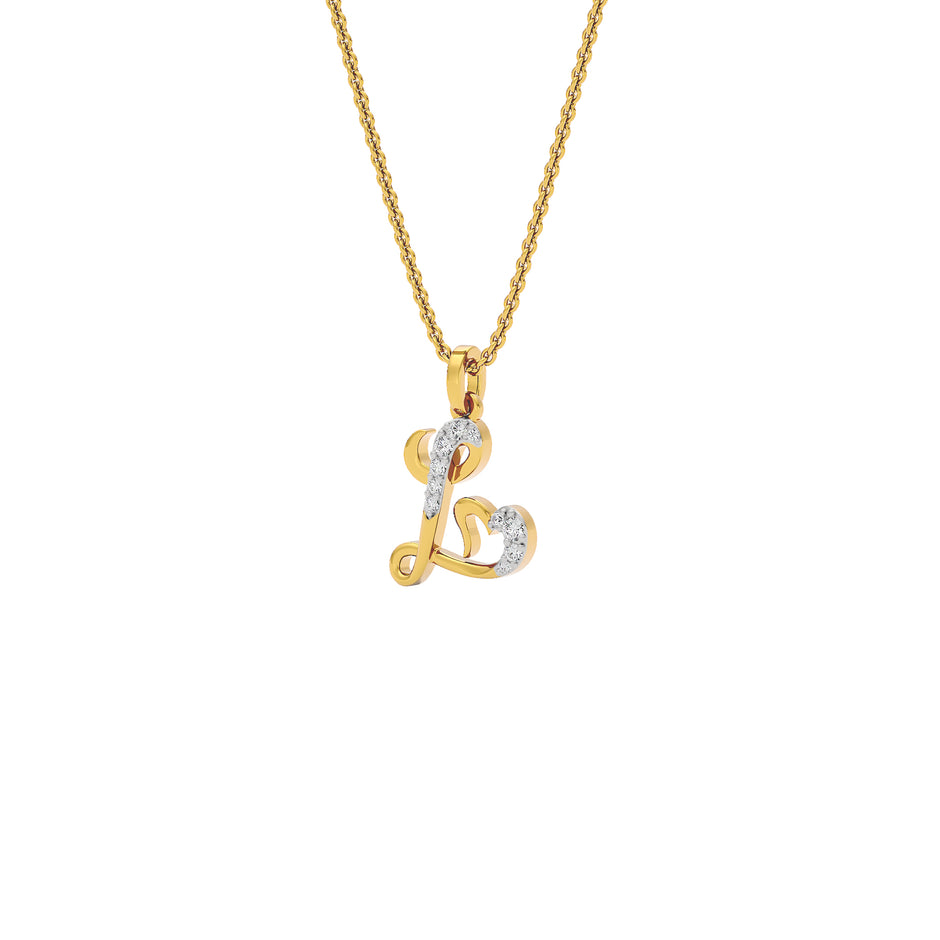 Lovely ‘L’ Diamond Pendant 18 KT / Yellow Gold