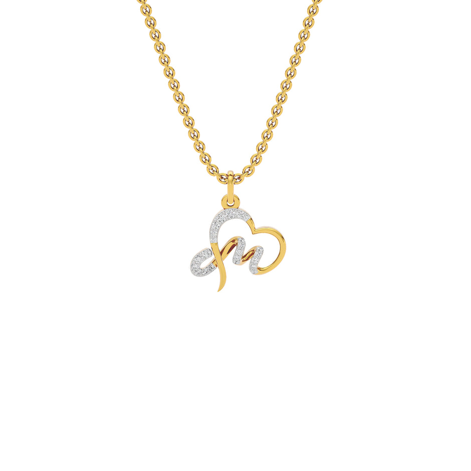 Mesmerizing ‘M’ Diamond Pendant 18 KT / Yellow Gold