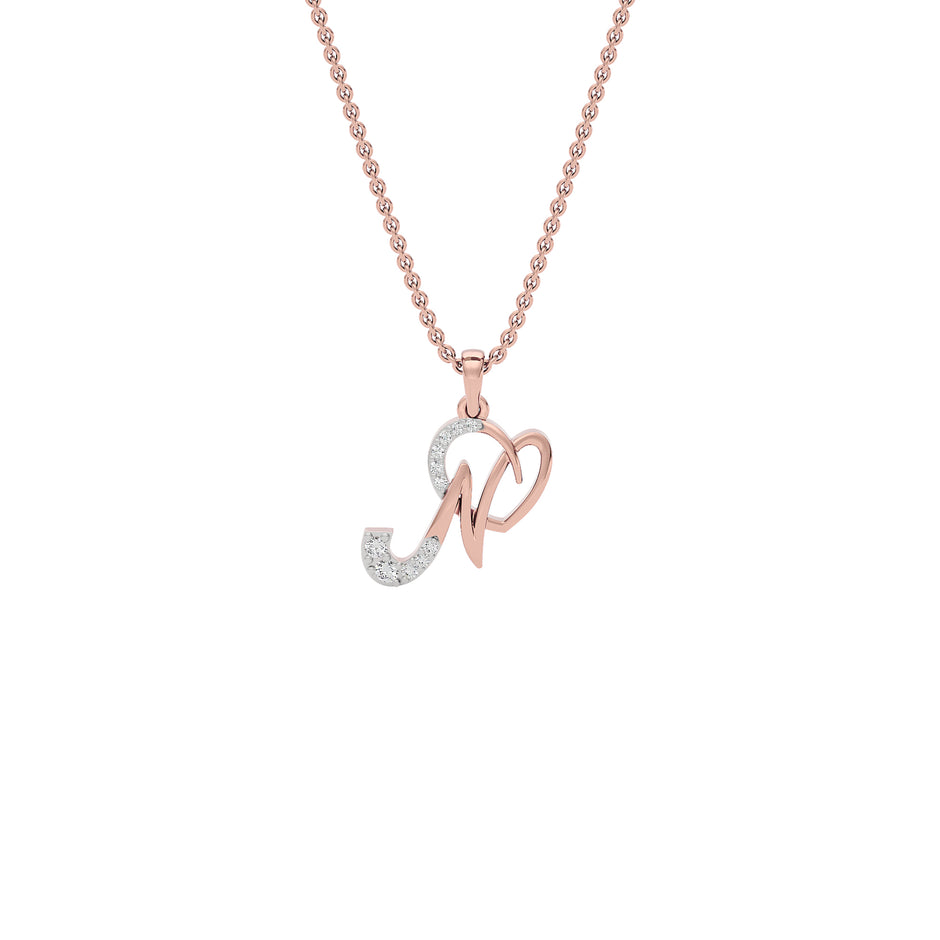 Noble ‘N’ Diamond Pendant 18 KT / Rose Gold