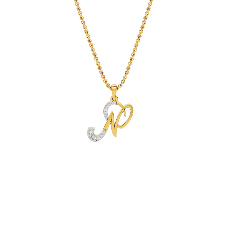 Noble ‘N’ Diamond Pendant 18 KT / Yellow Gold