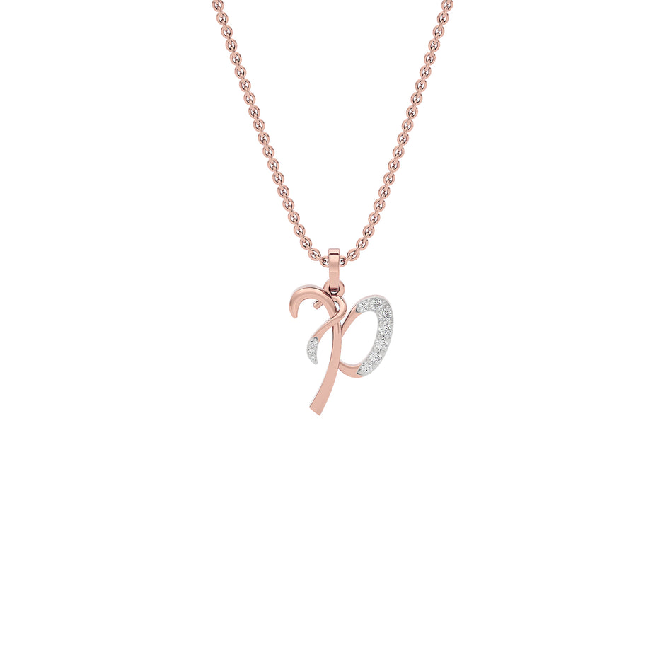 Precious ‘P’ Diamond Pendant 18 KT / Rose Gold