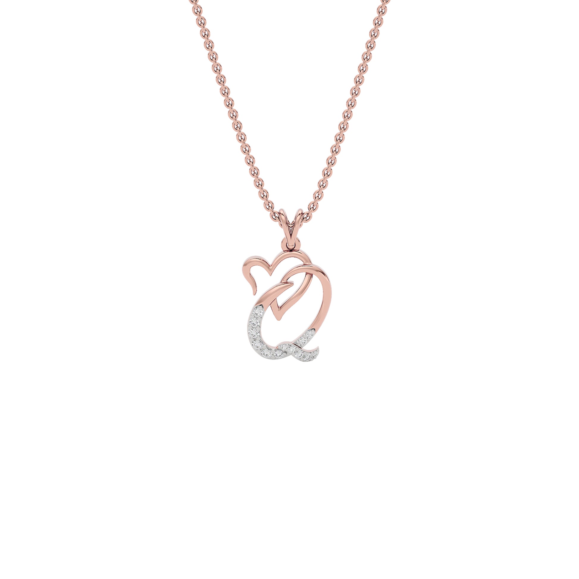 Queen ‘Q’ Diamond Pendant 18 KT / Rose Gold