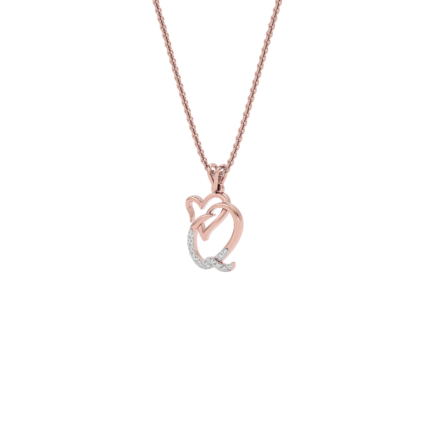 Queen ‘Q’ Diamond Pendant 18 KT / Rose Gold