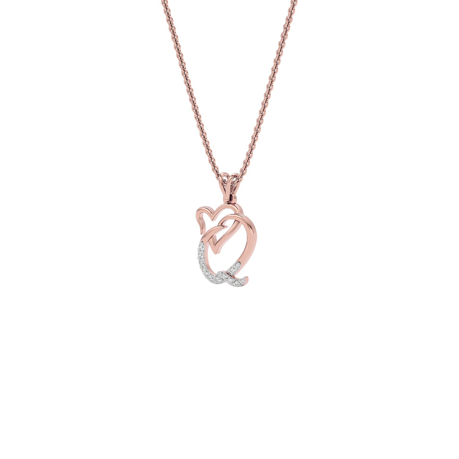 Queen ‘Q’ Diamond Pendant 18 KT / Rose Gold
