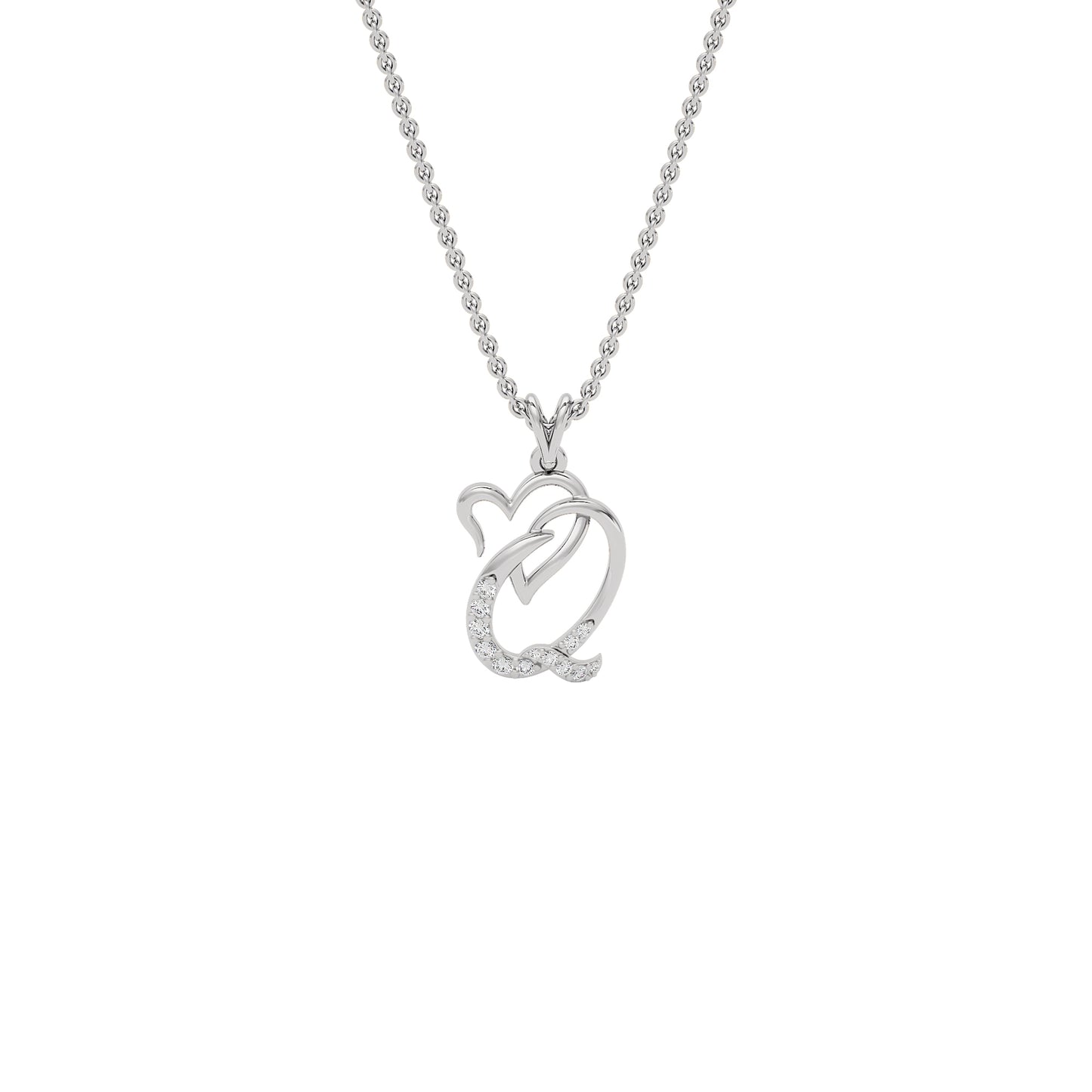 Queen ‘Q’ Diamond Pendant 18 KT / White Gold