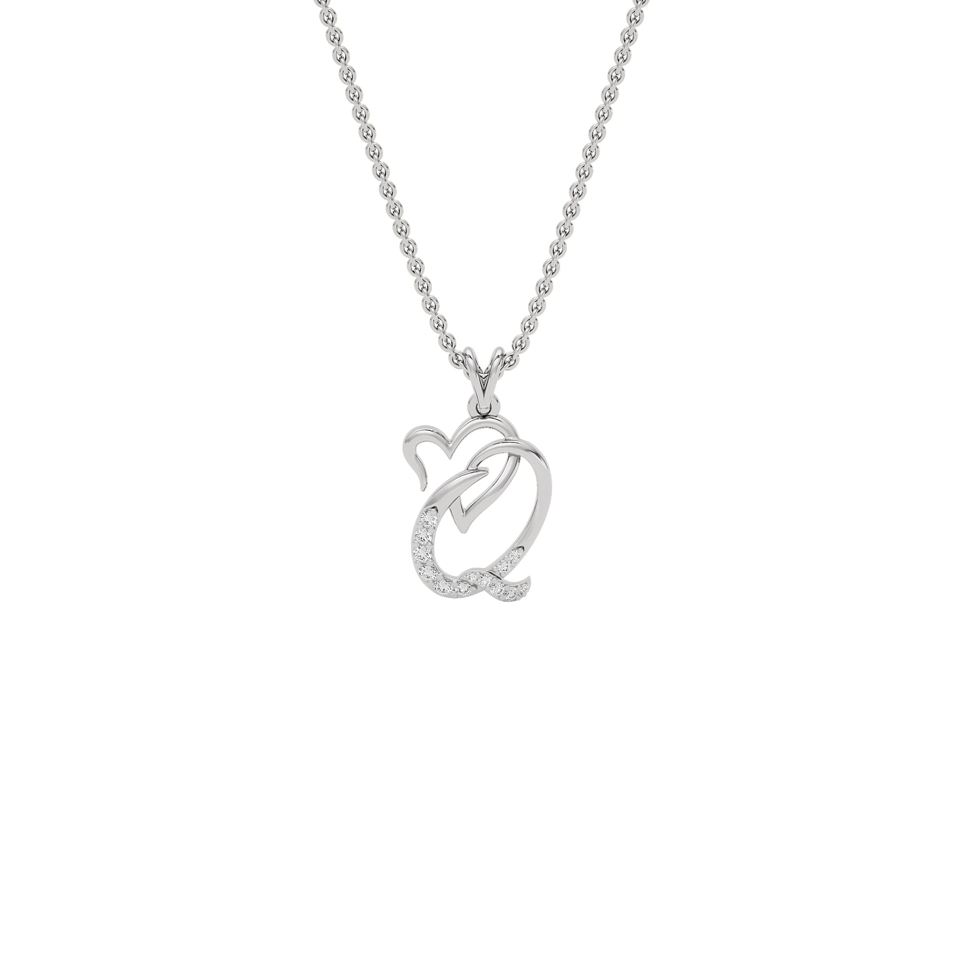Queen ‘Q’ Diamond Pendant 18 KT / White Gold