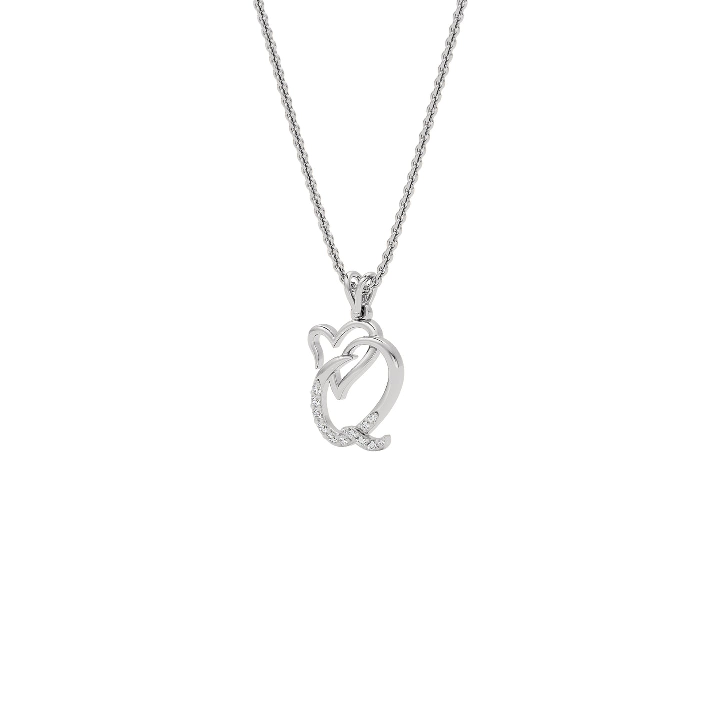 Queen ‘Q’ Diamond Pendant 18 KT / White Gold