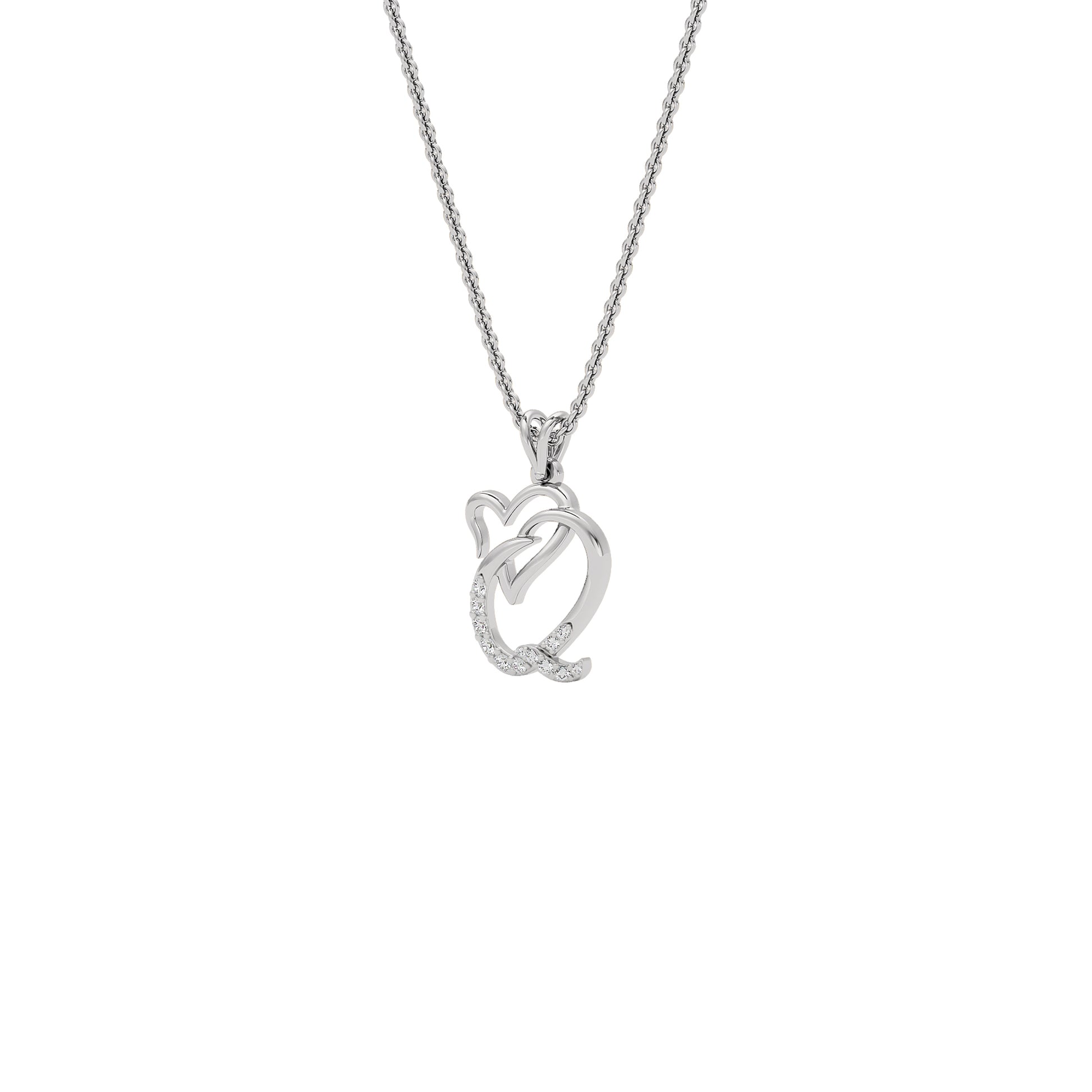 Queen ‘Q’ Diamond Pendant 18 KT / White Gold
