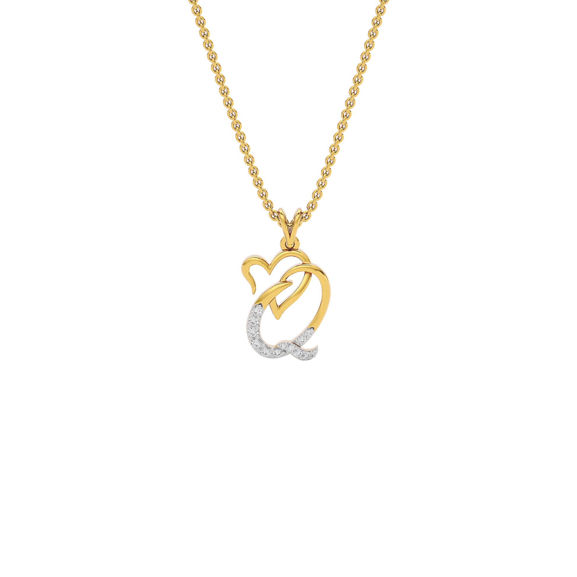 Queen ‘Q’ Diamond Pendant 18 KT / Yellow Gold