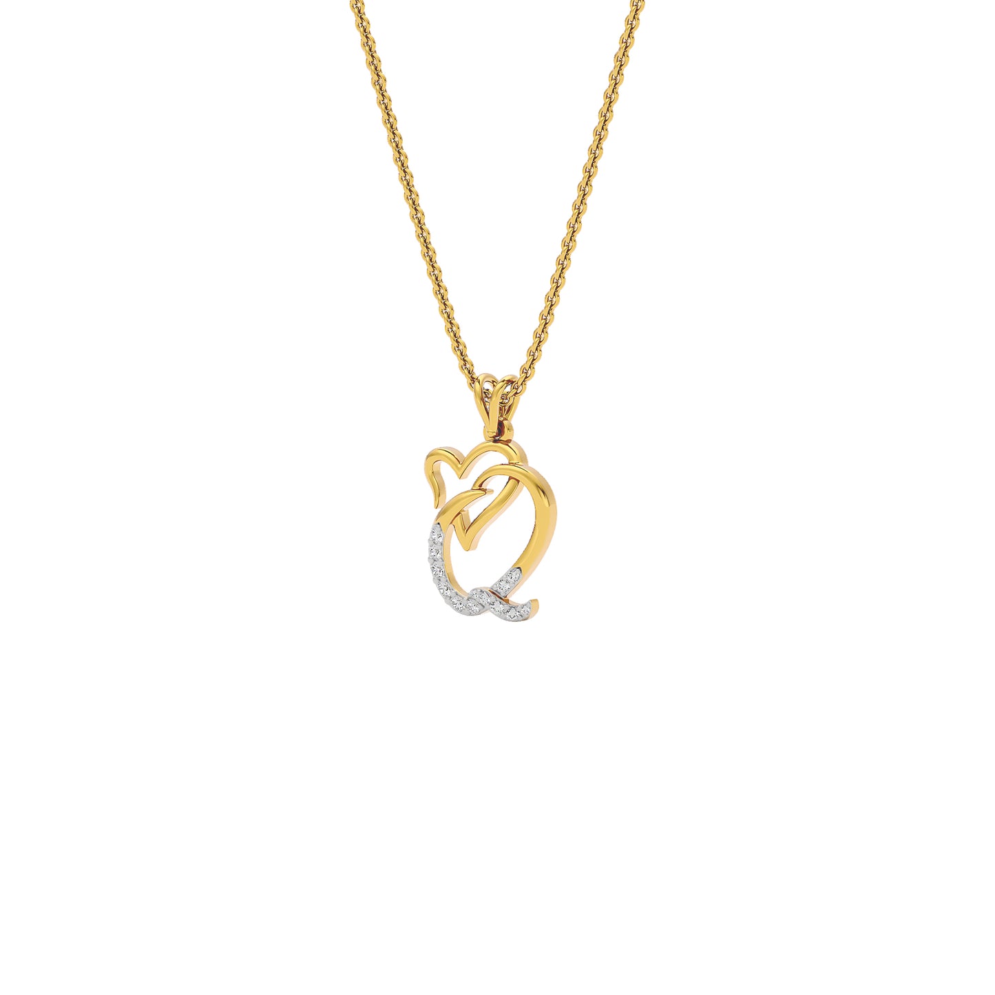 Queen ‘Q’ Diamond Pendant 18 KT / Yellow Gold