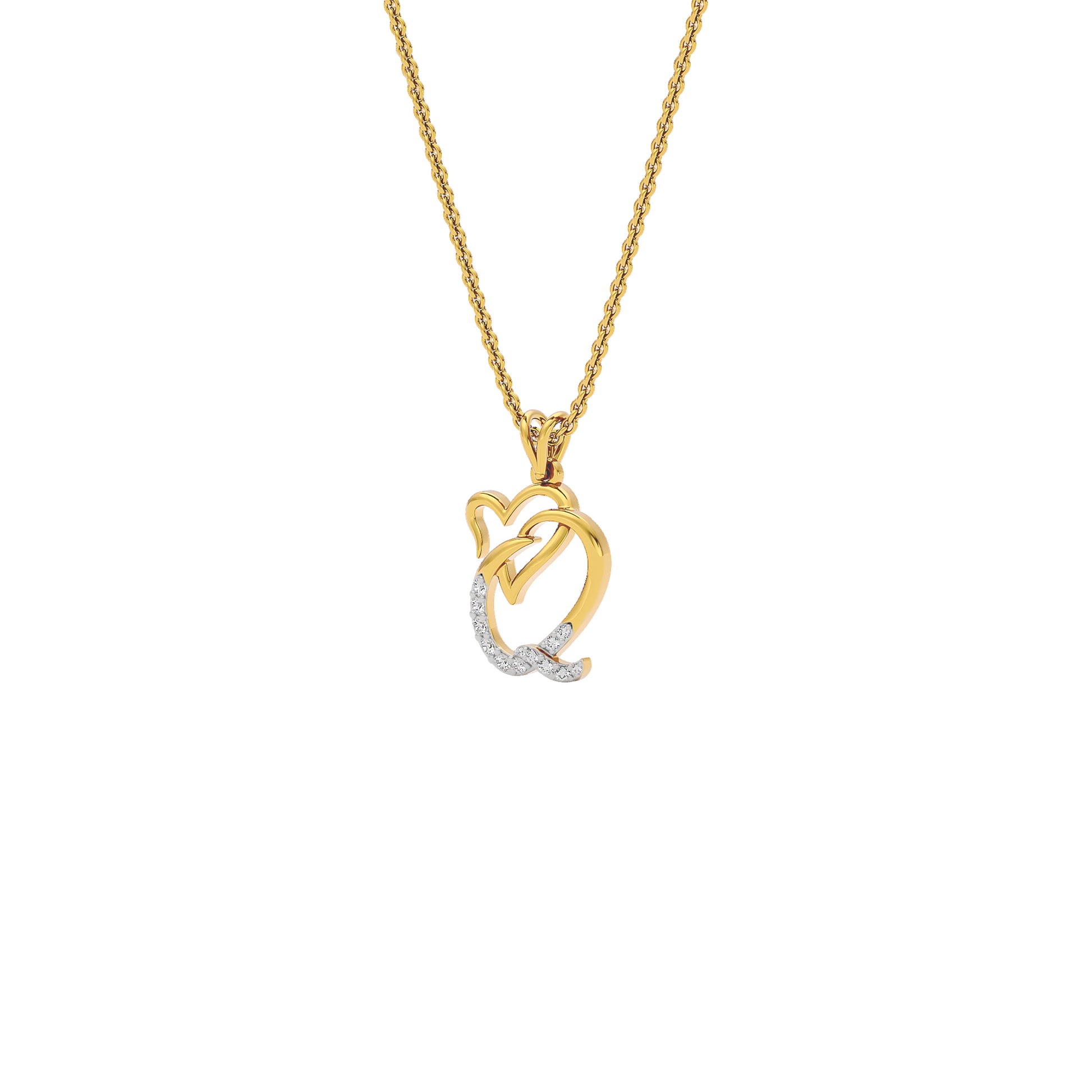 Queen ‘Q’ Diamond Pendant 18 KT / Yellow Gold