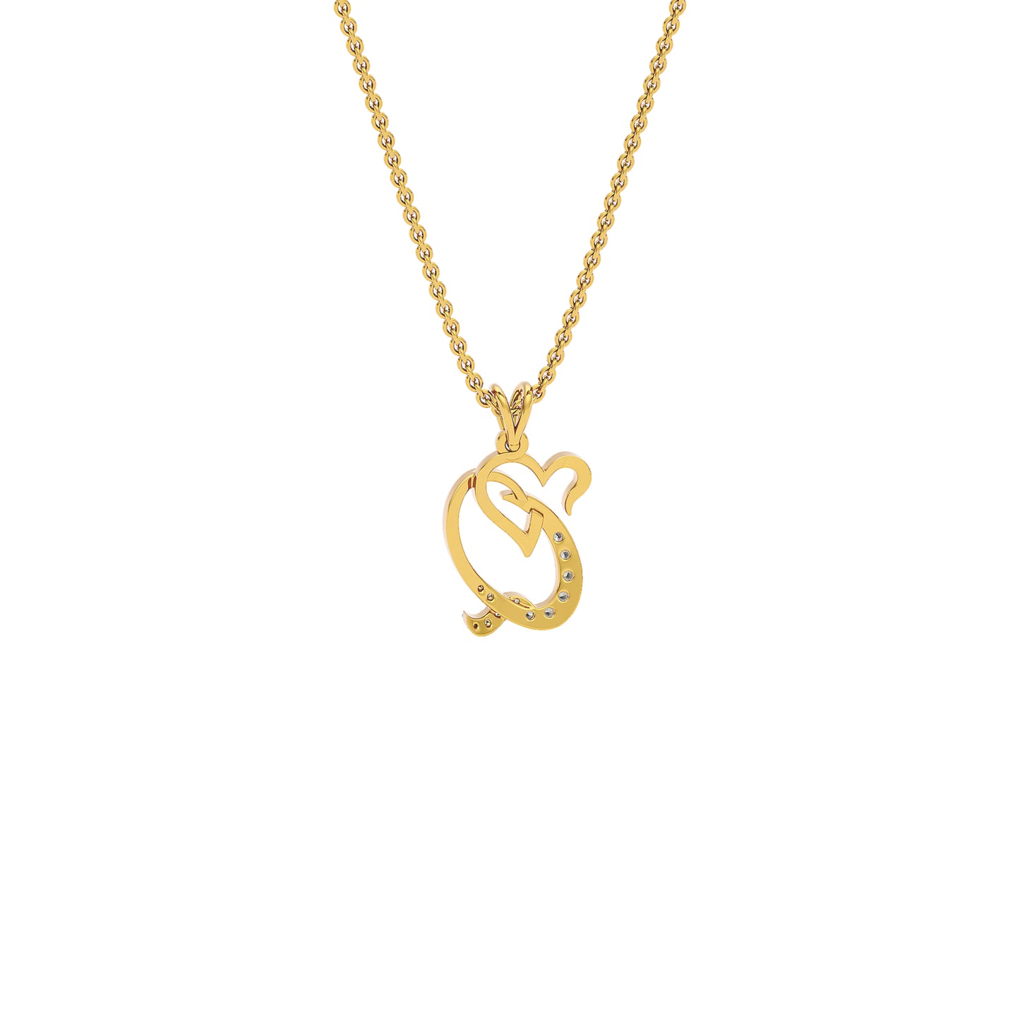 Queen ‘Q’ Diamond Pendant 18 KT / Yellow Gold