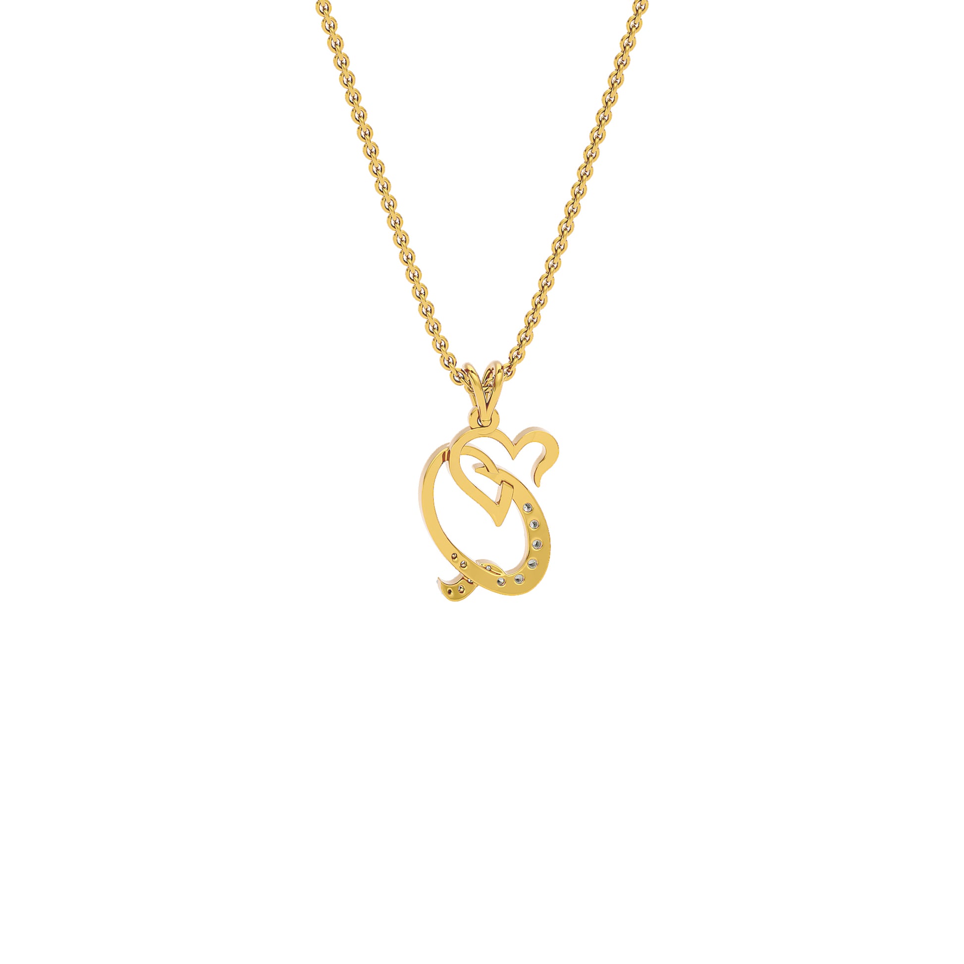 Queen ‘Q’ Diamond Pendant 18 KT / Yellow Gold