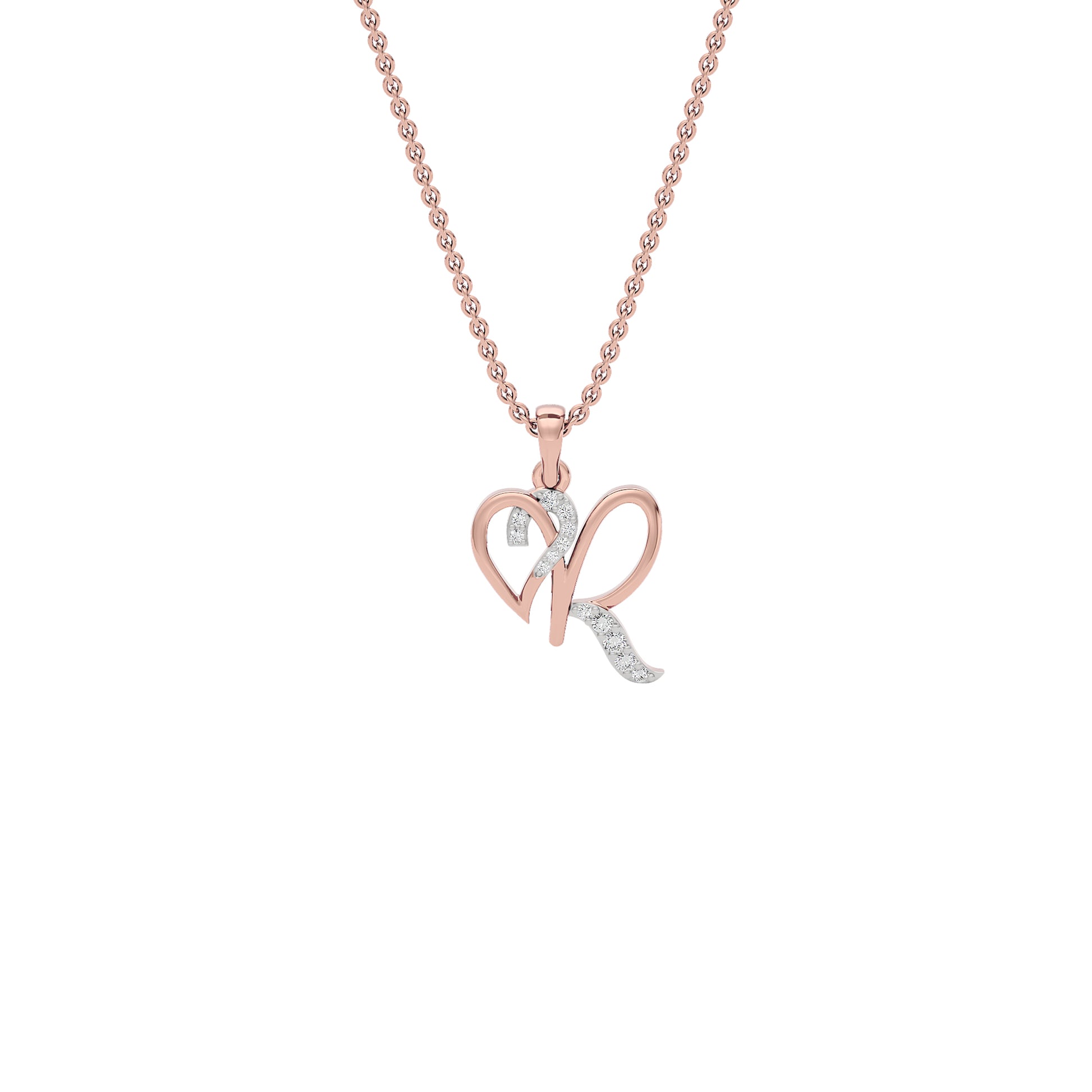 Radiant ‘R’ Diamond Pendant 18 KT / Rose Gold