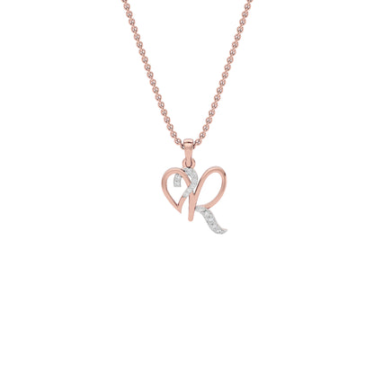 Radiant ‘R’ Diamond Pendant 18 KT / Rose Gold