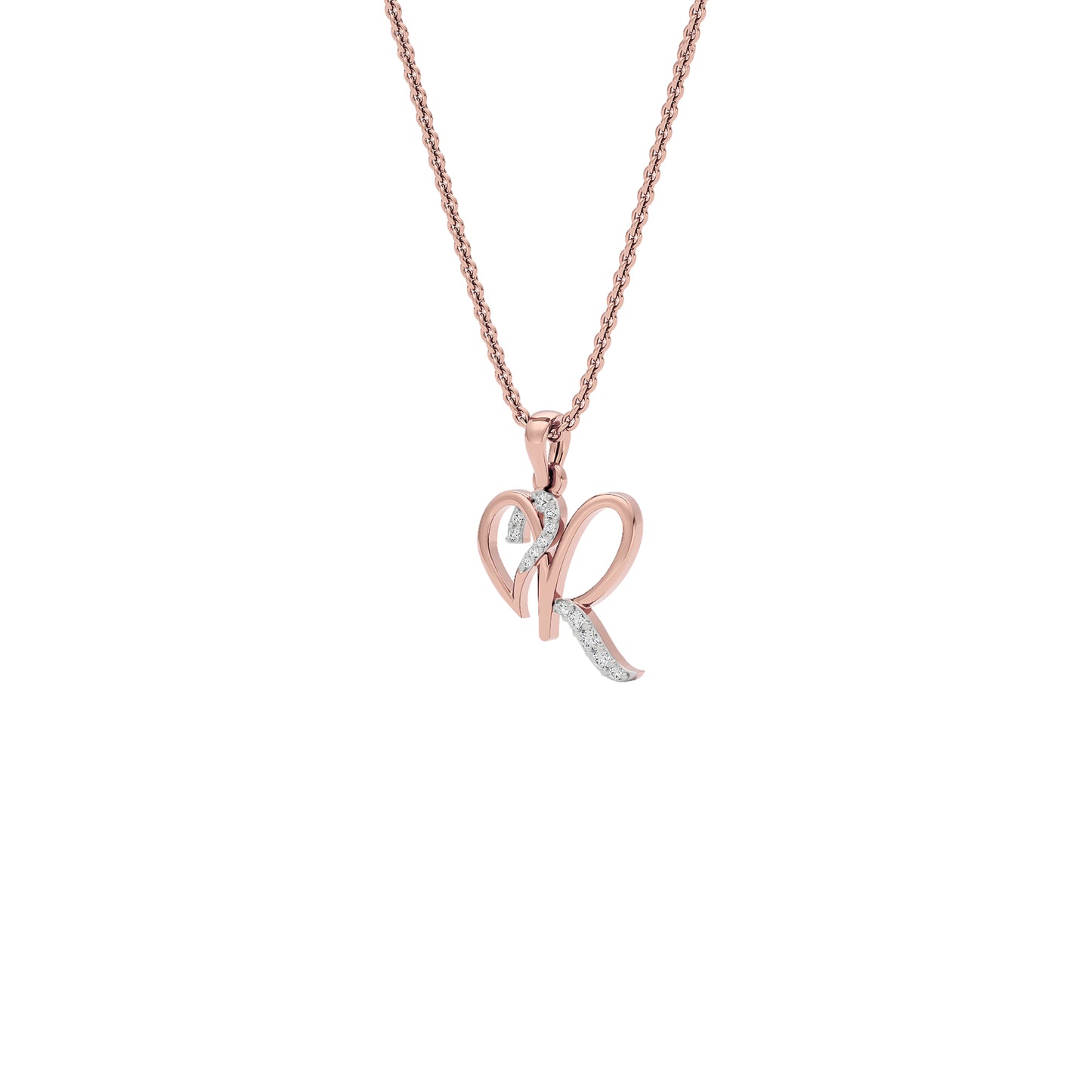Radiant ‘R’ Diamond Pendant 18 KT / Rose Gold