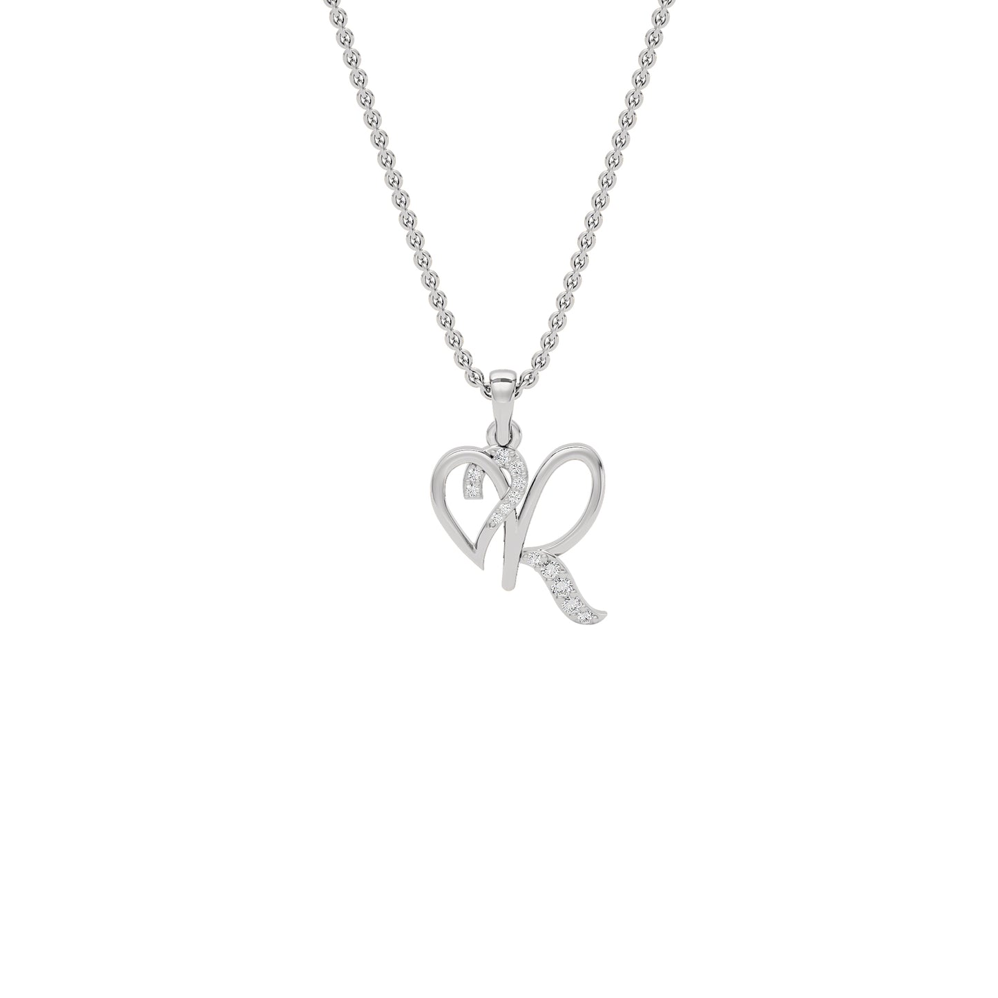 Radiant ‘R’ Diamond Pendant 18 KT / White Gold