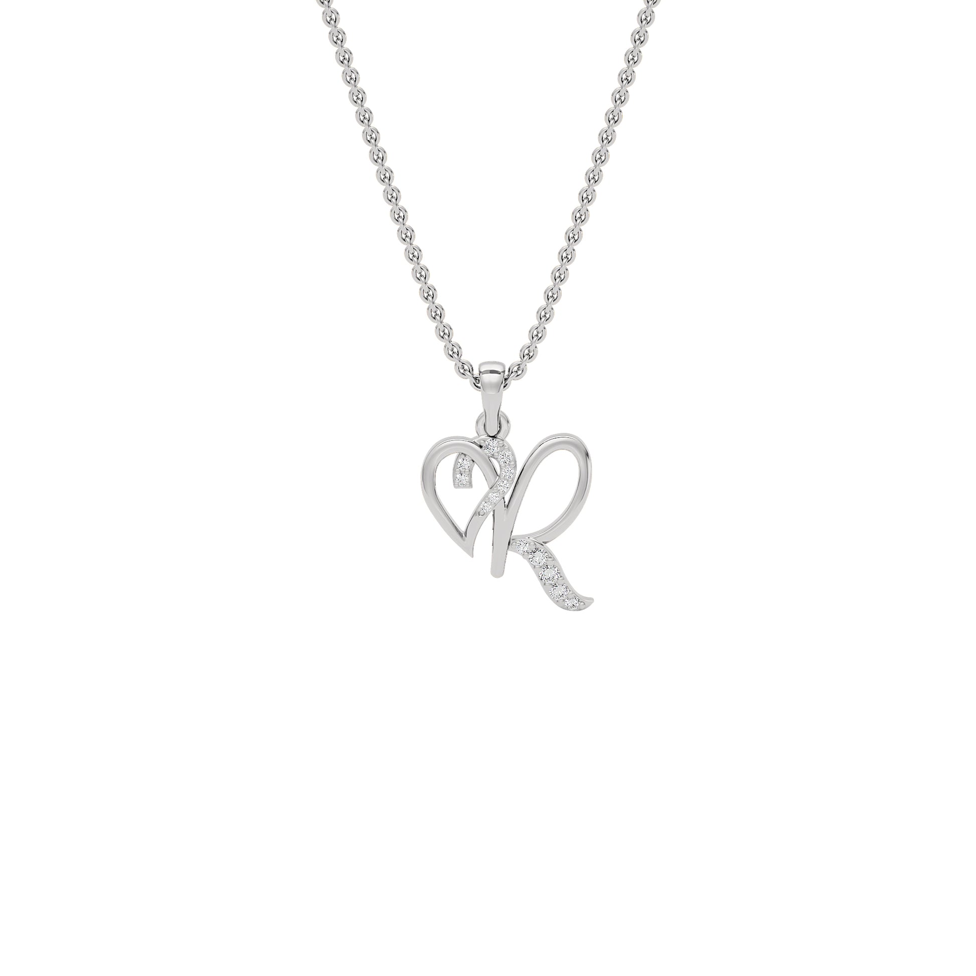 Radiant ‘R’ Diamond Pendant 18 KT / White Gold