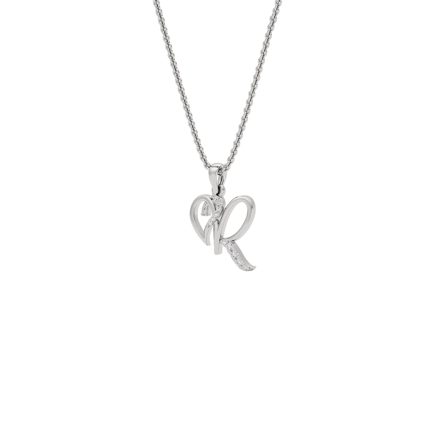 Radiant ‘R’ Diamond Pendant 18 KT / White Gold
