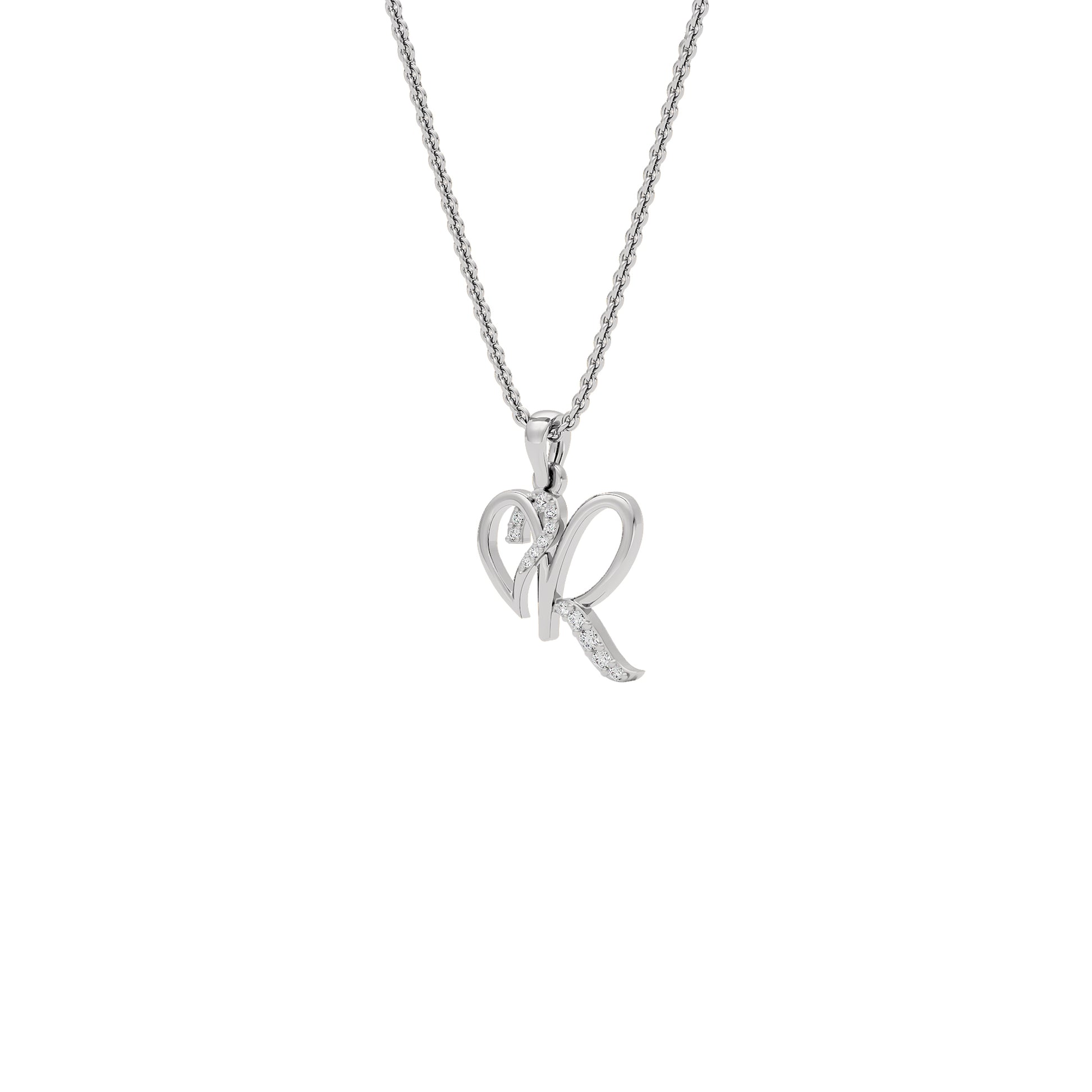 Radiant ‘R’ Diamond Pendant 18 KT / White Gold