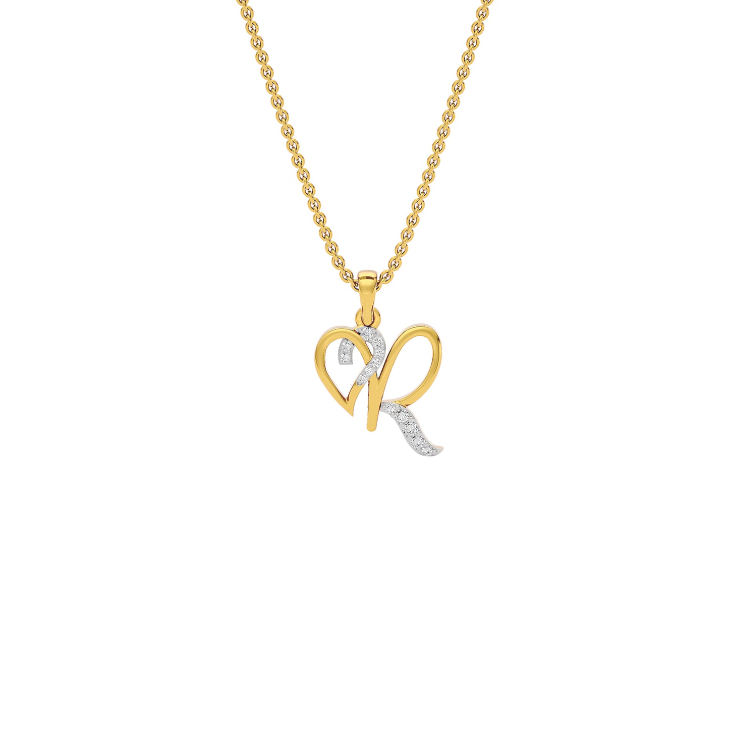 Radiant ‘R’ Diamond Pendant 18 KT / Yellow Gold