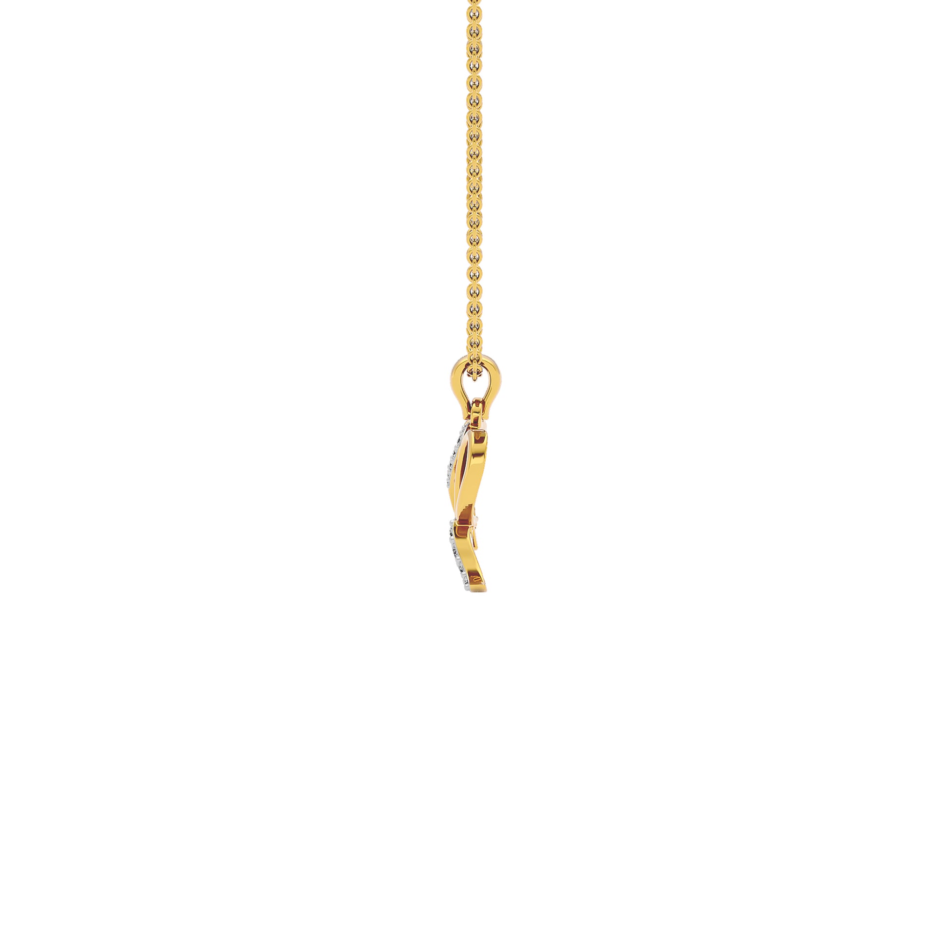 Radiant ‘R’ Diamond Pendant 18 KT / Yellow Gold