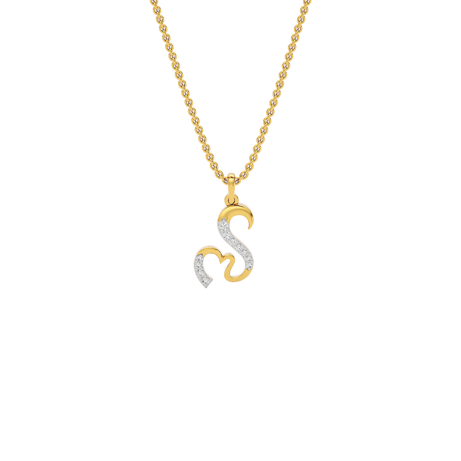 Stellar ‘S’ Diamond Pendant 18 KT / Yellow Gold