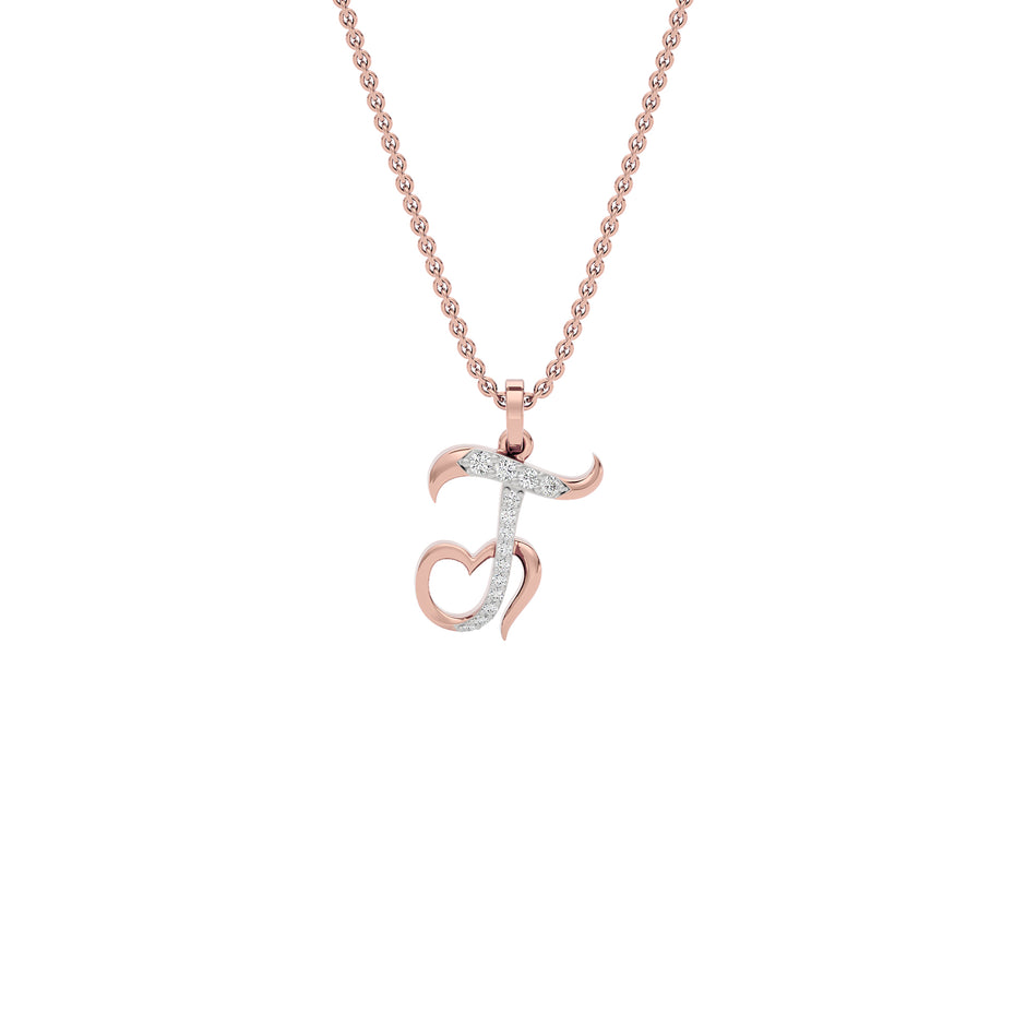 Talkative ‘T’ Diamond Pendant 18 KT / Rose Gold