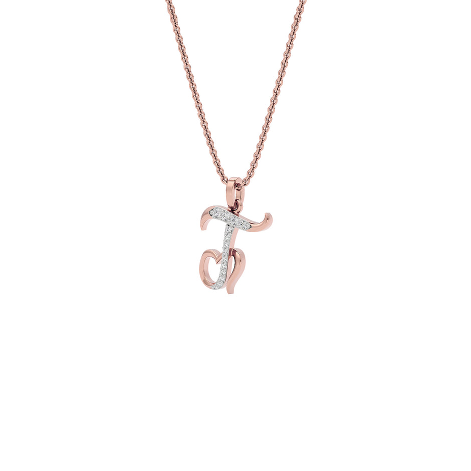 Talkative ‘T’ Diamond Pendant 18 KT / Rose Gold