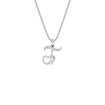 Talkative ‘T’ Diamond Pendant 18 KT / White Gold