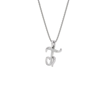 Talkative ‘T’ Diamond Pendant 18 KT / White Gold