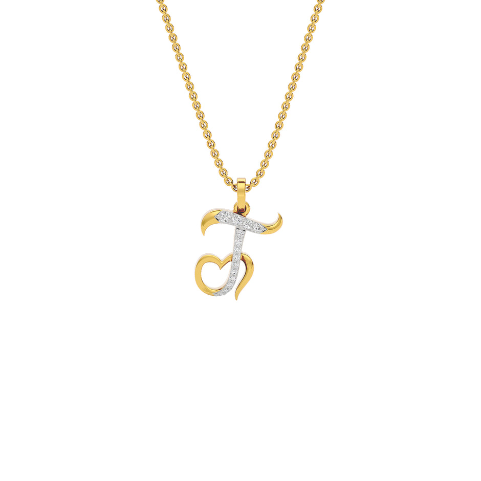 Talkative ‘T’ Diamond Pendant 18 KT / Yellow Gold