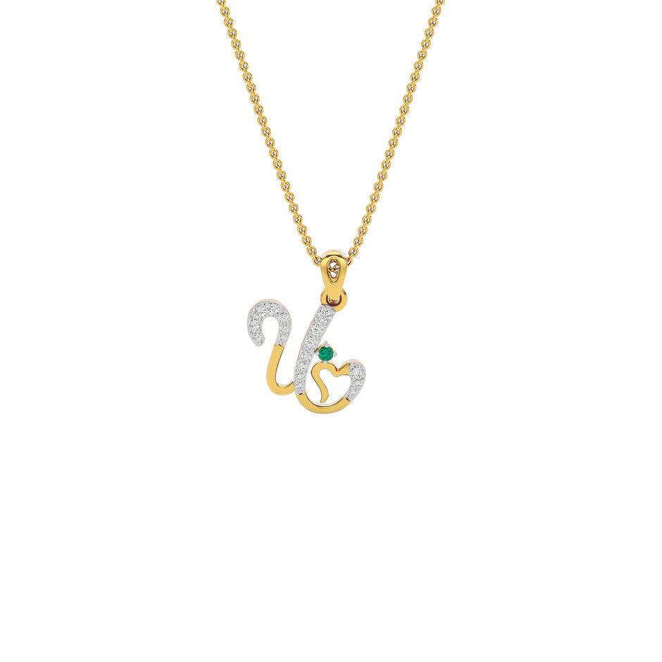 Uniquely ‘U’ Diamond Pendant 18 KT / Yellow Gold