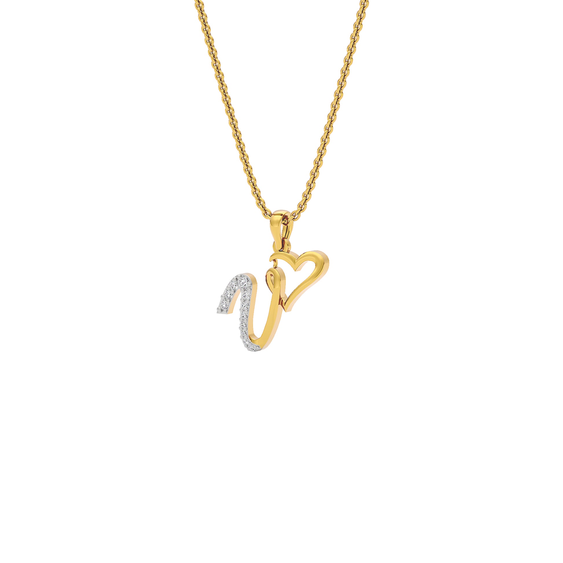 Vibrant ‘V’ Diamond Pendant 18 KT / Yellow Gold