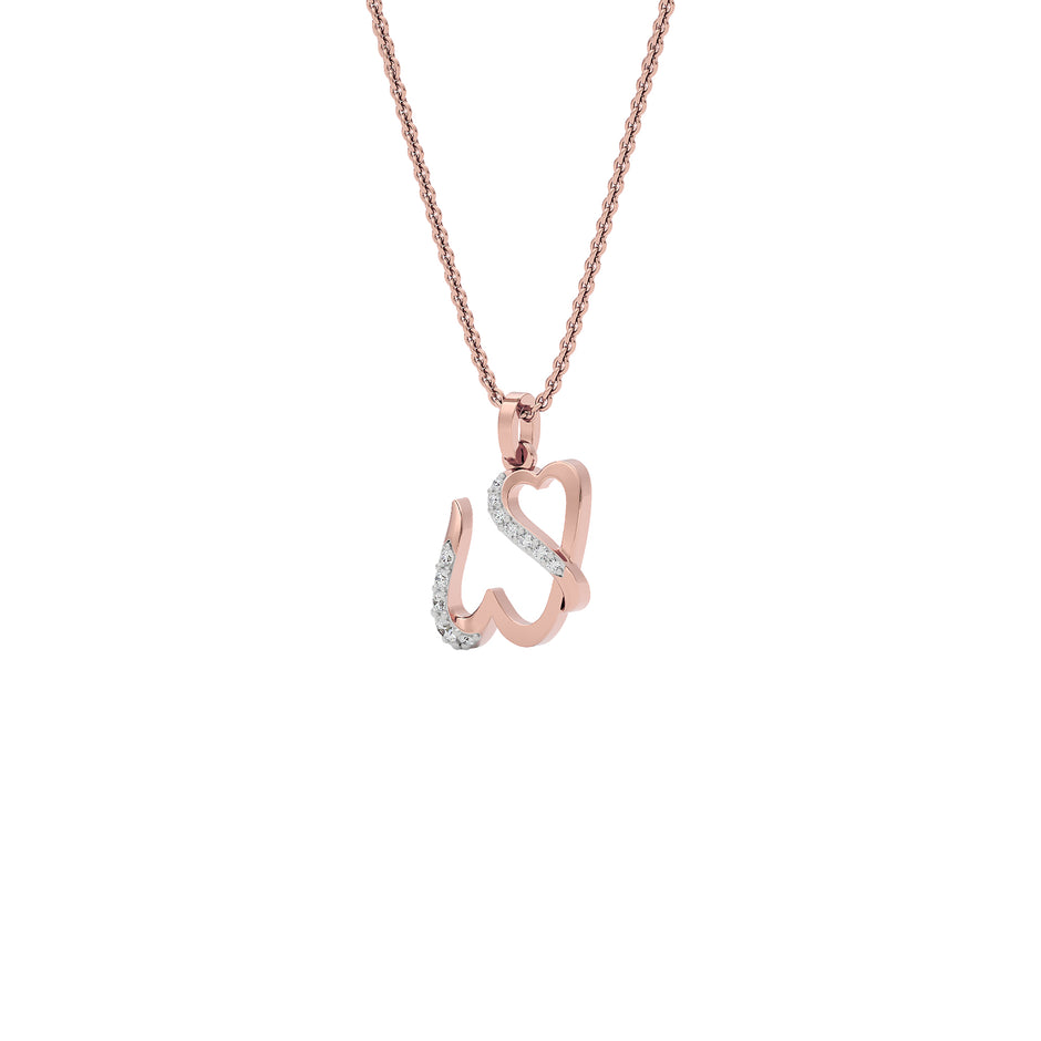 Whimsical ‘W’ Diamond Pendant 18 KT / Rose Gold