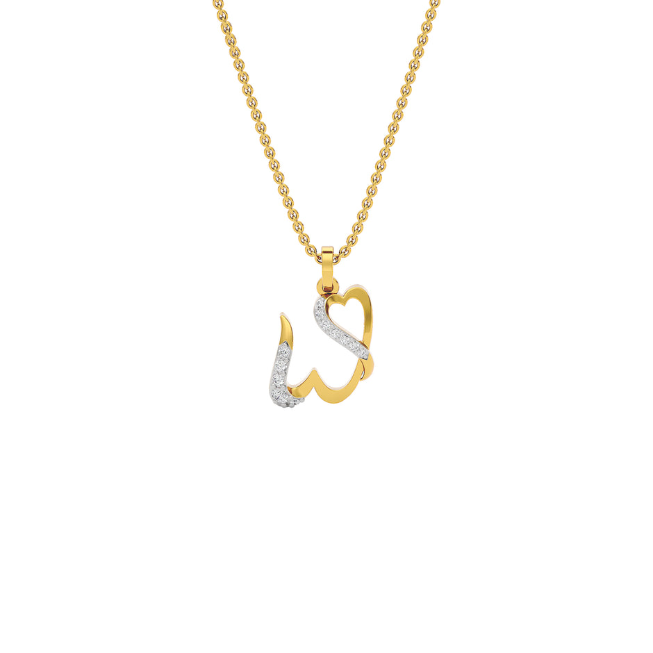 Whimsical ‘W’ Diamond Pendant 18 KT / Yellow Gold