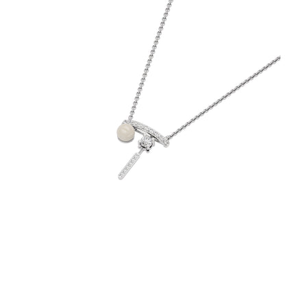 Pink Drip Fashion Diamond Pendant 18 KT / White Gold