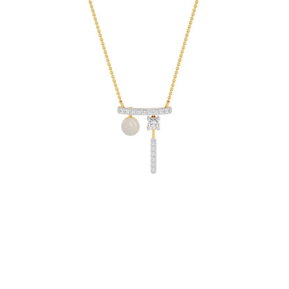 Pink Drip Fashion Diamond Pendant 18 KT / Yellow Gold