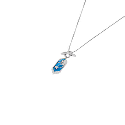 Aqua Glow Fashion Diamond Pendant 18 KT / White Gold