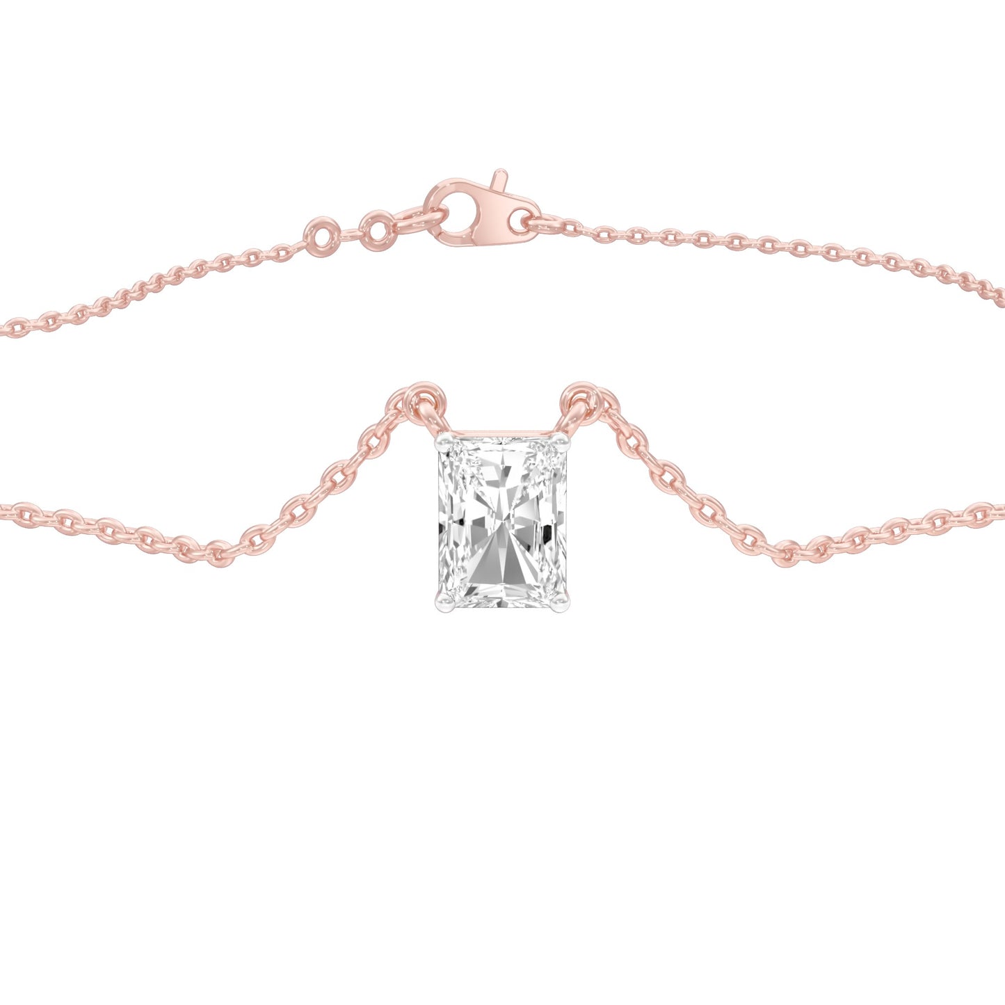 Classic Emerald Diamond Pendant 18 KT / Rose Gold